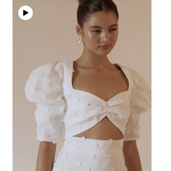 HELEN O’CONNOR paper daisy white 3d embellished crop top + mini Skirt Set XS NEW - Picture 7 of 10